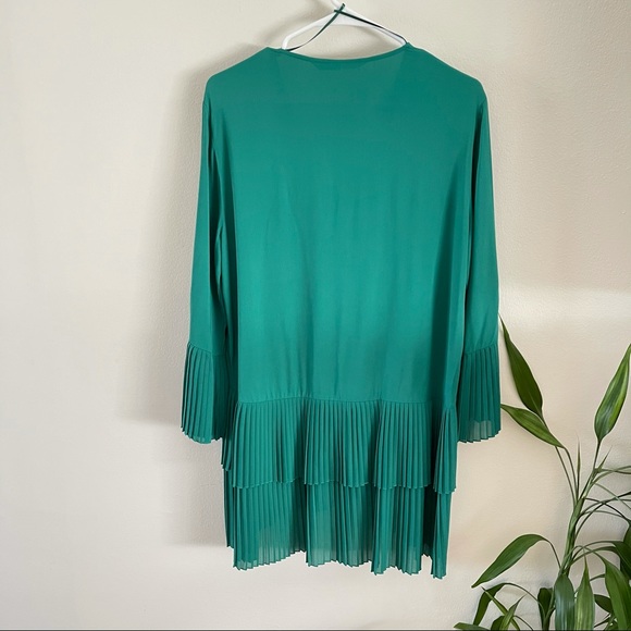 Zara | Tops | Zara Pleated Tunic Half Button Down Blouse L | Poshmark